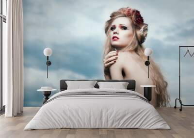 Romantic blond woman Wall mural