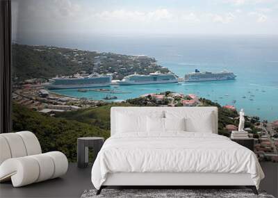 cruise ships in st. thomas, caribbean Wall mural