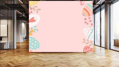 Hand drawn Easter egg vector illustration frame. Pastel color design. For banners, posters, etc. Wall mural