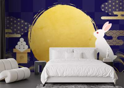 お月見のベクターイラスト背景(十五夜,art,holiday,event,japanese,japan,moon,full moon) Wall mural