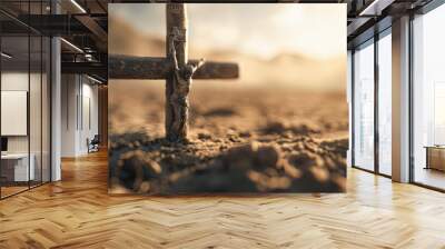 Jesus christ on the cross in desert faith christianity religion God hope love easter christmas crucifixion jesus christ savior symbol belief prayer spirituality resurrection testament holy bible Wall mural