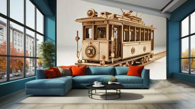 old wood and paper tram in the city Wall mural