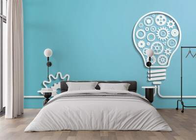 Flat design gears and cogs working together in light bulb. Abstract idea for business and technology concept - EPS 10 vector file. Wall mural