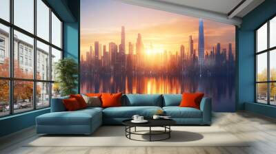 Modern building with blue sky Wall mural