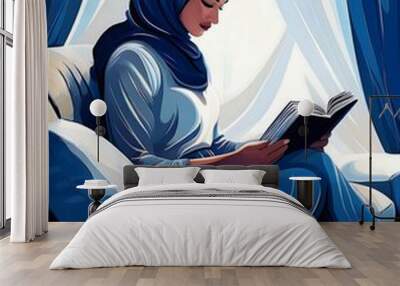 Muslim woman reading holy book Wall mural