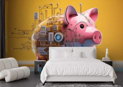 piggy bank with circuit board Wall mural