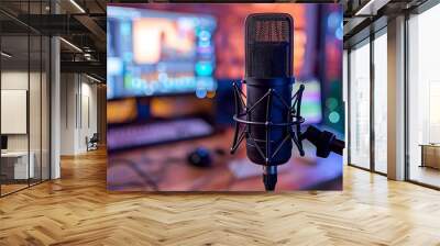 Professional microphone in the studio. Wall mural