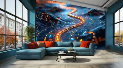 road abstract background with orange light Wall mural