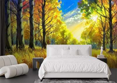 sunset in the field Wall mural