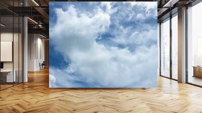 White clouds in the blue sky during the day. Roof replacement tool. Resource for designers. Wall mural