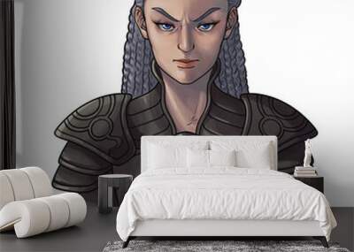 Woman in plate armor character portrait Wall mural