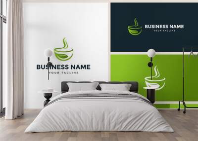 bowl and leaf healthy food logo Wall mural