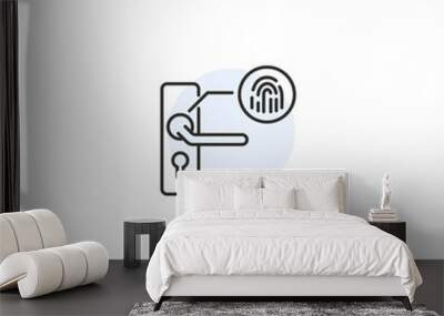 Fingerprint door entry line icon. Security lock unlock technology Wall mural