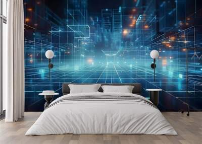 Abstract background showcasing the limitless horizons and possibilities of future IT technology, actively pushing the innovation boundaries. Wall mural