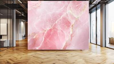 Pink marble texture, soft rose quartz veins, delicate pastel patterns, smooth polished surface, elegant stone background, gentle pink hues, subtle white streaks, luxurious material. Wall mural