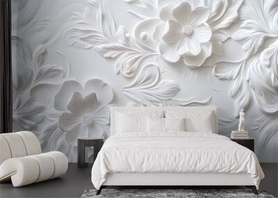 White background with embossed pattern, white background.
 Wall mural