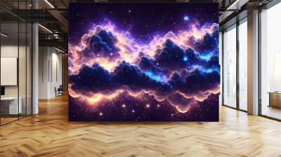 abstract cosmic cloud with scattered glimmers blinking across a dark background 3d wallpaper Wall mural