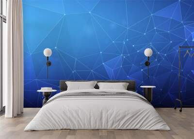 Abstract blue background. Low poly structure. Thin line triangles. Futuristic vector illustration Wall mural