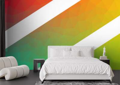 Triangular polygons colorful background. Abstract pattern with gradient and two white parallel inclined lines Wall mural