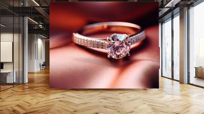 a photography of a delicate diamond wedding ring, AI Generative Wall mural