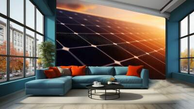 Solar Panel Close-Up at Sunset Wall mural