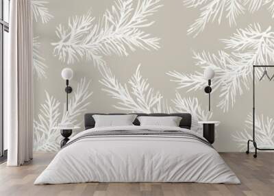 White Pine Branches on Neutral Background Wall mural