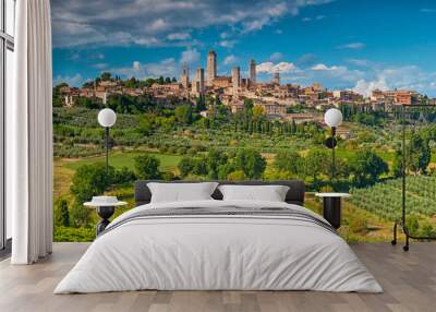 Beautiful view of the medieval town of San Gimignano, Tuscany, Italy Wall mural