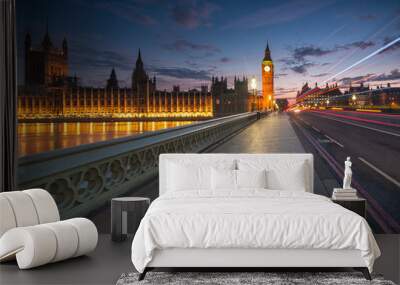 Big Ben and the Houses of Parliament at night in London Wall mural