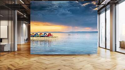 Sunset over lake Balaton, Hungary Wall mural