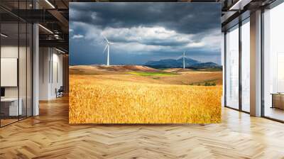 Windmill on the field Wall mural