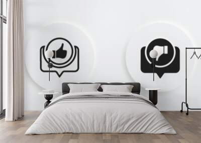 like and dislike vector icons, thumb up and thumb down, eps 10 Wall mural