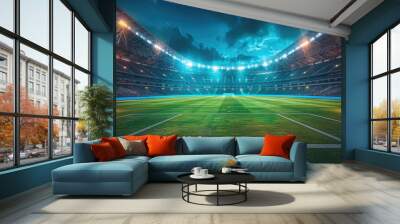 Soccer stadium field, soccer background Wall mural