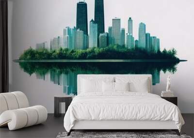 A stunning reflection captivating urban landscape merges sky and nature in a unique cityscape artwork Wall mural