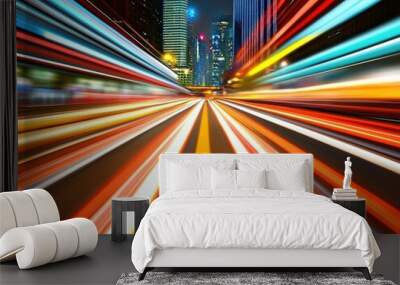 Dynamic Urban Lights Capturing the Essence of City Life Through Motion and Speed Wall mural