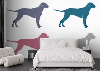 dog silhouette on a white background Wall mural