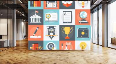 Advanced Education Icons flat style, colorful, vector icon set Wall mural