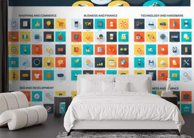 Advanced Web Icon Set flat style, colorful, vector icon set Wall mural