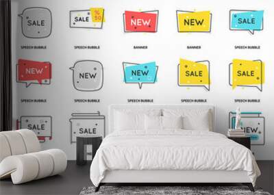 Color box icons, speech bubble, banner graphics Wall mural