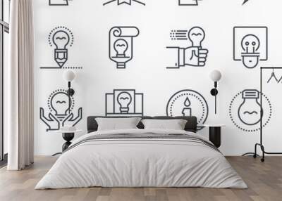 Ideas and lamps icon set Wall mural