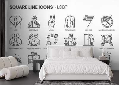 Lgbt related, square line vector icon set. Wall mural