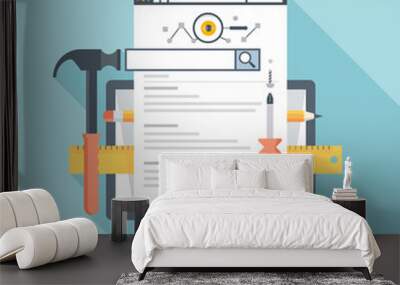 Search Engine Optimization flat style, colorful, vector icon Wall mural