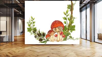 Watercolor botanical autumn and fall forest elements set hand painted Wall mural