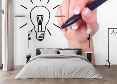 Hand drawing light bulb Wall mural