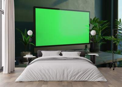 Advanced Desktop Computer with Chroma Key Green Screen Wall mural