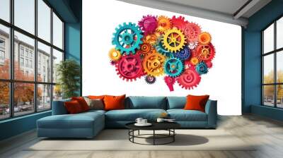 Brain shaped Colorful Gears Wall mural