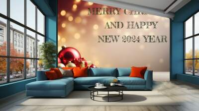 Merry Christmas and happy new year background design, Christmas card, banner, festive template  Wall mural