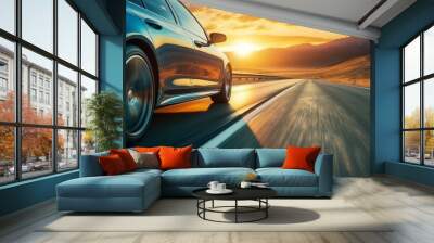 Car driving on a highway Wall mural