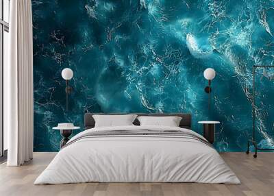 Abstract Aerial View of the Ocean with White Foam and Waves Wall mural