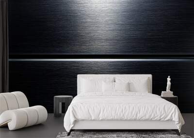 Dark Brushed Metal Texture with Horizontal Line and Light Reflection Wall mural