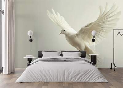 White Dove Soaring Through Copy Space, A Symbol of Peace and Hope Wall mural